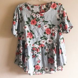 Floral Baby Blue Blouse